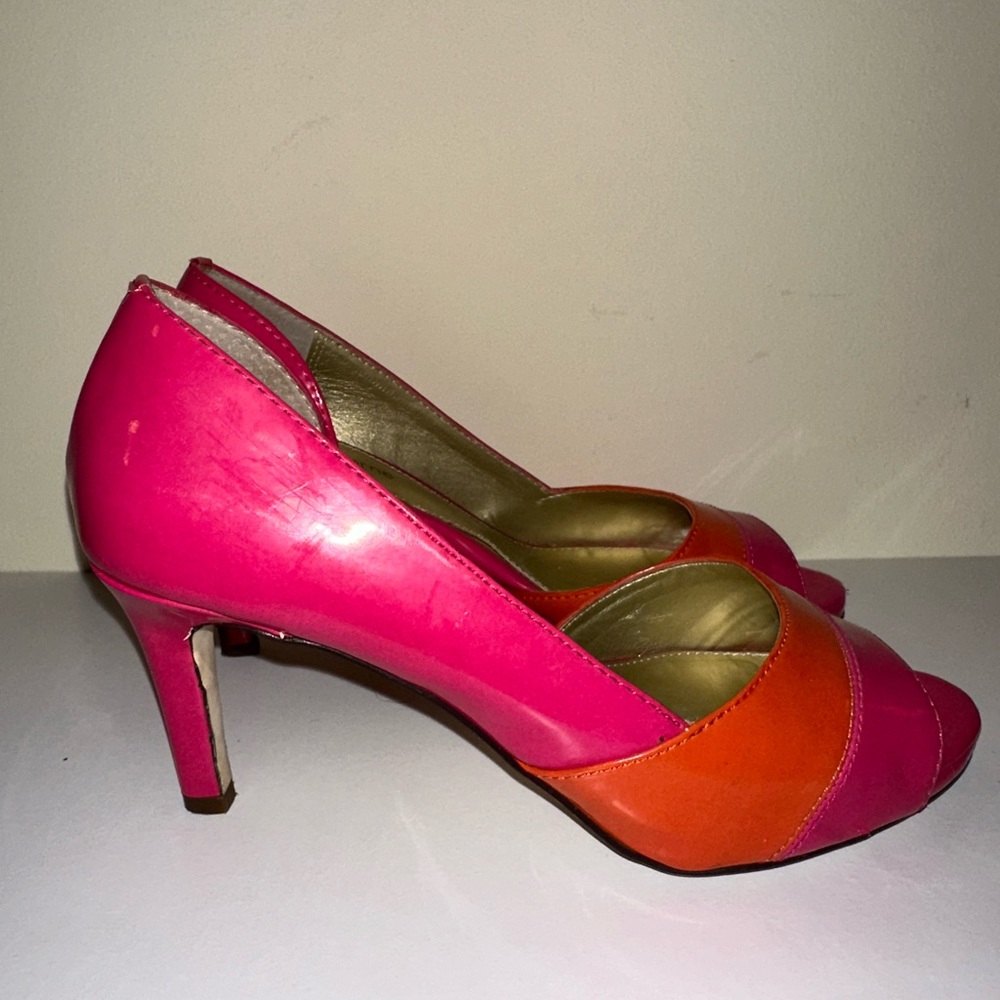 Retro Colorful Heels, Liz Claiborne size 6.5 heels, pink heels, orange heels